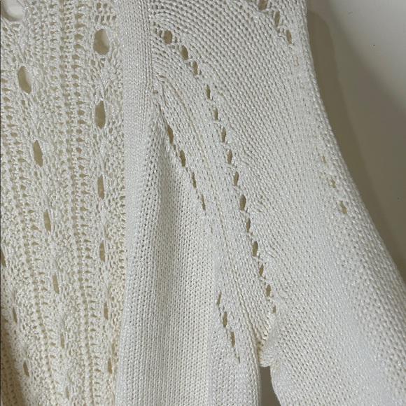 J. JILL Cream Open Knit Long Cardigan Size XL Petite - Picture 6 of 15